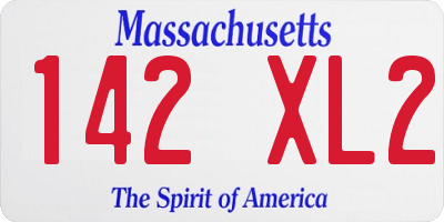MA license plate 142XL2