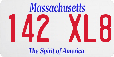 MA license plate 142XL8
