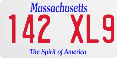 MA license plate 142XL9