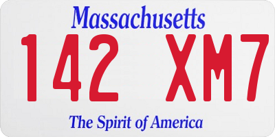 MA license plate 142XM7