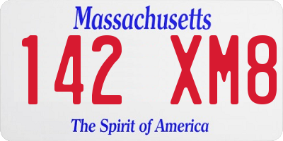 MA license plate 142XM8