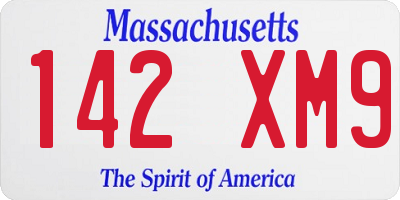 MA license plate 142XM9