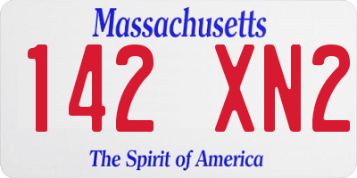 MA license plate 142XN2
