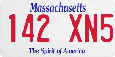 MA license plate 142XN5