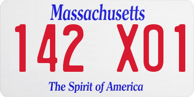 MA license plate 142XO1