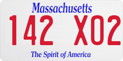 MA license plate 142XO2