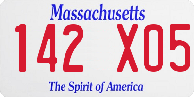 MA license plate 142XO5