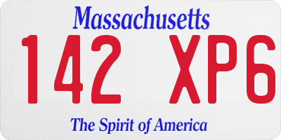 MA license plate 142XP6