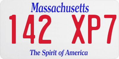 MA license plate 142XP7