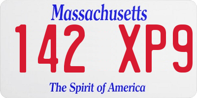 MA license plate 142XP9