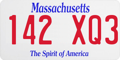 MA license plate 142XQ3