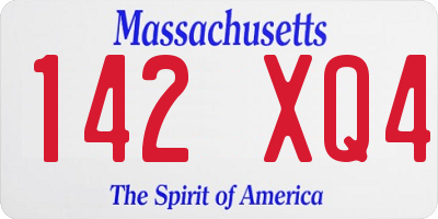 MA license plate 142XQ4