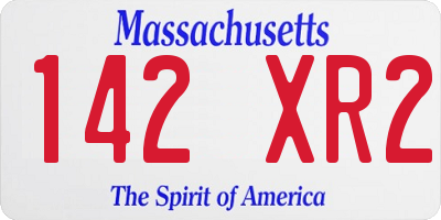 MA license plate 142XR2