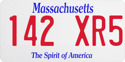 MA license plate 142XR5