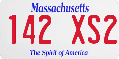 MA license plate 142XS2