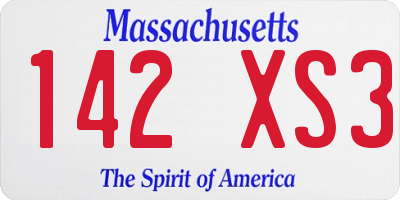 MA license plate 142XS3