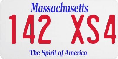MA license plate 142XS4