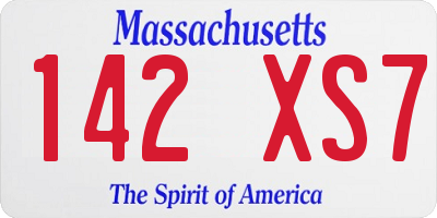 MA license plate 142XS7