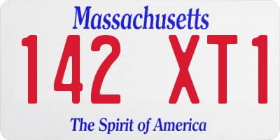 MA license plate 142XT1