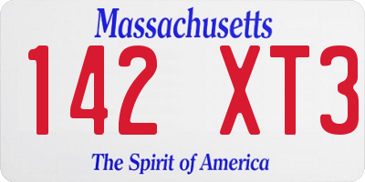 MA license plate 142XT3