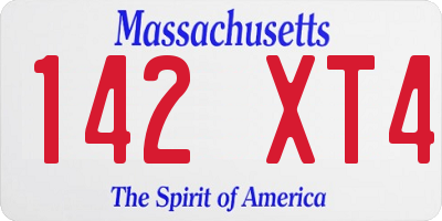 MA license plate 142XT4