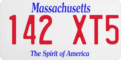 MA license plate 142XT5