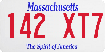 MA license plate 142XT7