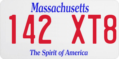 MA license plate 142XT8