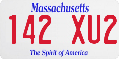 MA license plate 142XU2