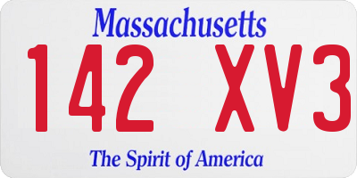 MA license plate 142XV3