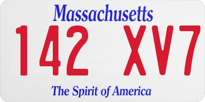 MA license plate 142XV7