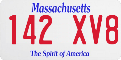 MA license plate 142XV8