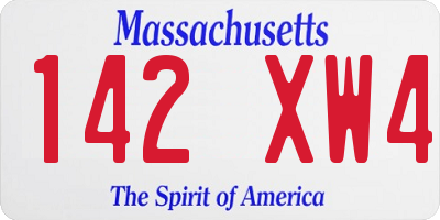MA license plate 142XW4