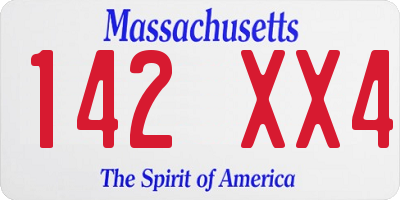 MA license plate 142XX4