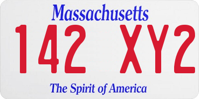 MA license plate 142XY2