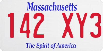 MA license plate 142XY3