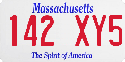 MA license plate 142XY5