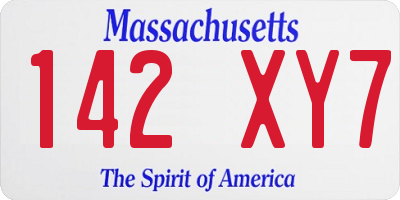 MA license plate 142XY7