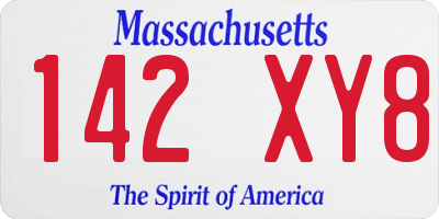 MA license plate 142XY8