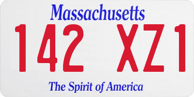 MA license plate 142XZ1