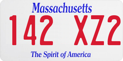 MA license plate 142XZ2