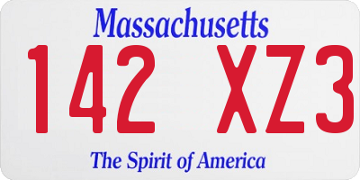 MA license plate 142XZ3