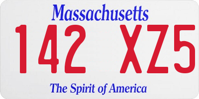 MA license plate 142XZ5