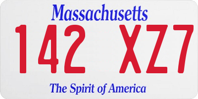 MA license plate 142XZ7