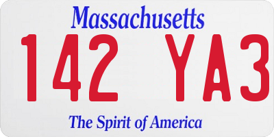 MA license plate 142YA3