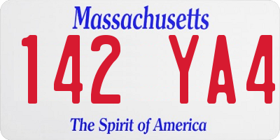 MA license plate 142YA4