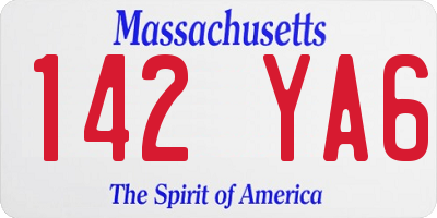 MA license plate 142YA6