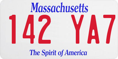 MA license plate 142YA7