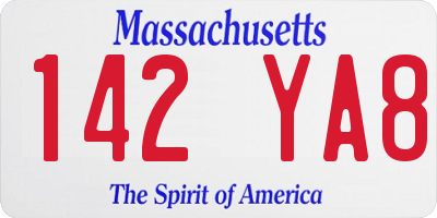 MA license plate 142YA8