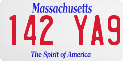 MA license plate 142YA9